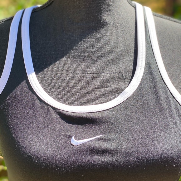 Nike Built-in Bra Black with White Trim Tank Med. - Picture 2 of 8